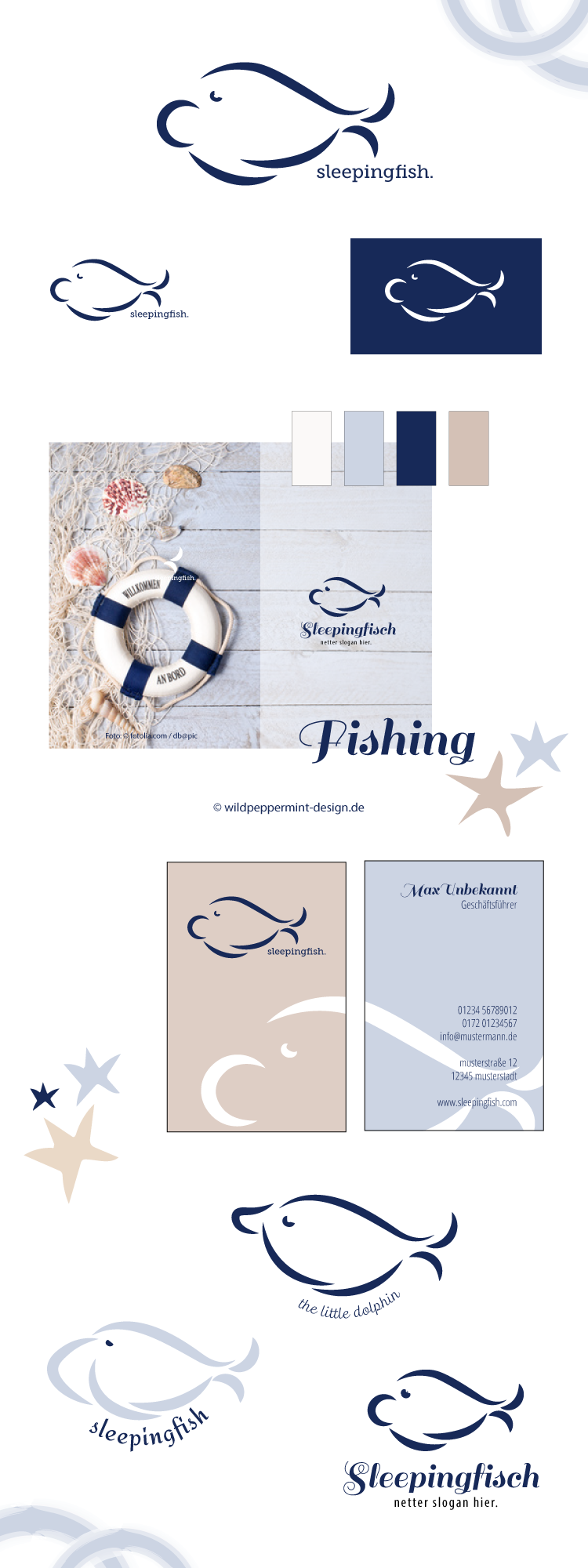 Logo Entwürfe Maritim Fisch, freie Logoentwürfe, Symbol Fisch, Logo mit Fisch, Nordisch, wildpeppermint-design.de